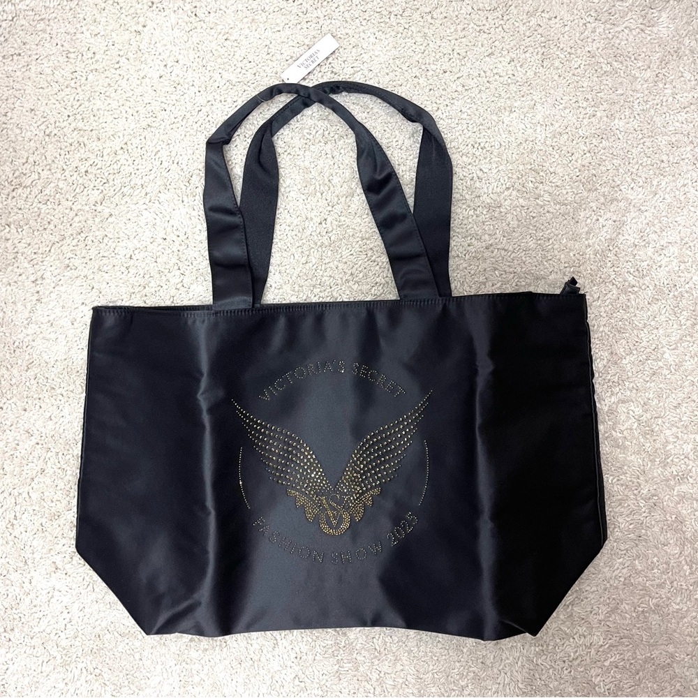 Victoria's Secret Black 2025 Fashion Show Tote with Gold Design